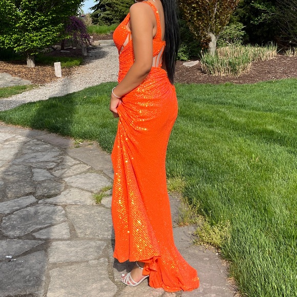 Orange Prom Dress with Corset - Picture 3 of 3